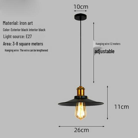 Moderner schwarzer Retro-Eisen-Loft-Kronleuchter - Industrielle Einzelkopf-Lampe für Restaurants, Bars und Hotels