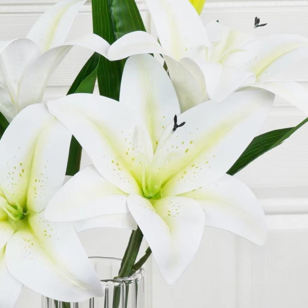 65cm Artificial Lily Flower Silk Wedding Bridal Bouquet New Fake Lily Bouquet  Living Room Decor