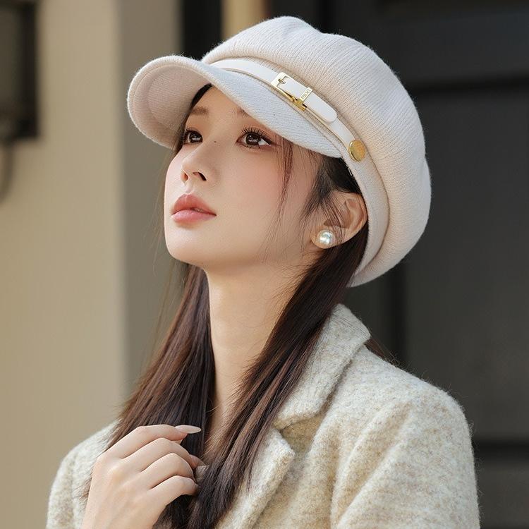 Octagonal Hat Female Spring and Autumn Duck Tongue Travel Sunshade Sunscreen Hat British Retro Breathable Beret