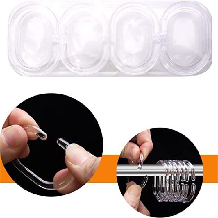 Vielseitigkeits Kunststoff Duschringe Multifunktionaler Vorhanghaken für Vorhänge Jalousien Raumteiler Schnellverschlussmechanismus