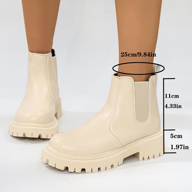

Women All Season Boots Platform Slip On Ankle Leather Fashion Non Slip Comfortable Wear For Daily Use 42