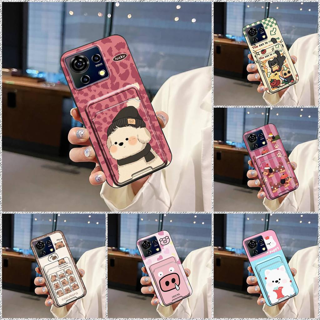 Card Slot TPU Phone Case For ZTE Blade V50 Vita Waterproof Protective Fashion Design Cartoon Cute Anti-knock Soft Case