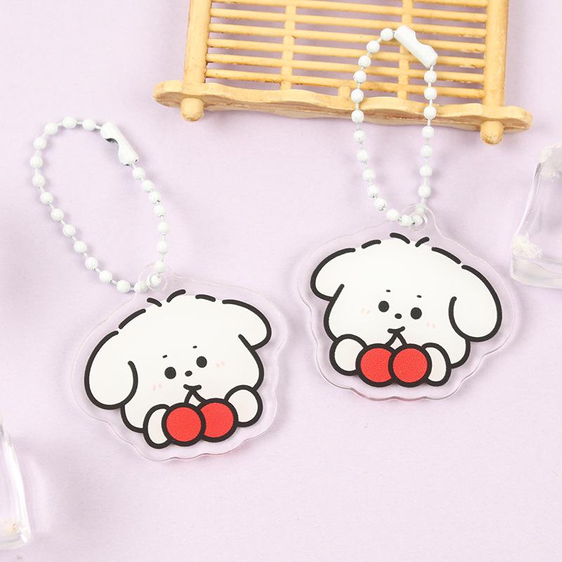 

Double-Sided Acrylic Dog Pendant Keychain with Beaded Chain - INS Style for Bags and Clothes