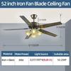52 Inch Slim Ceiling Fan Light American Retro LED Ceiling Fan with Light for Bedroom Dining Room Living Room Large Household Fan