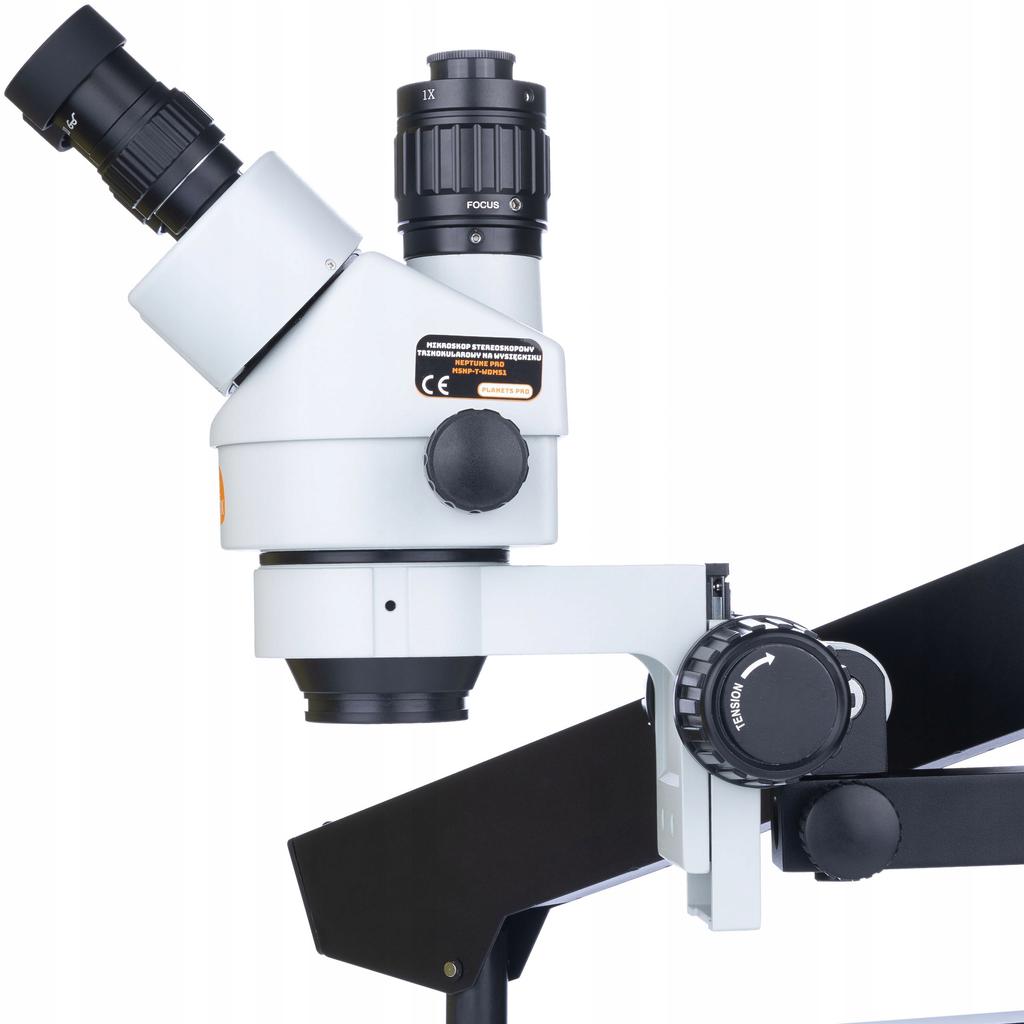 Rosfix Mikroskop Stereoskopowy Trinokularowy Neptune Pro Z Kamerą PEGASUS Pro 12MP – Wysięgnik | Zoom 7x-45x | Ergonomiczna Konstrukcja
