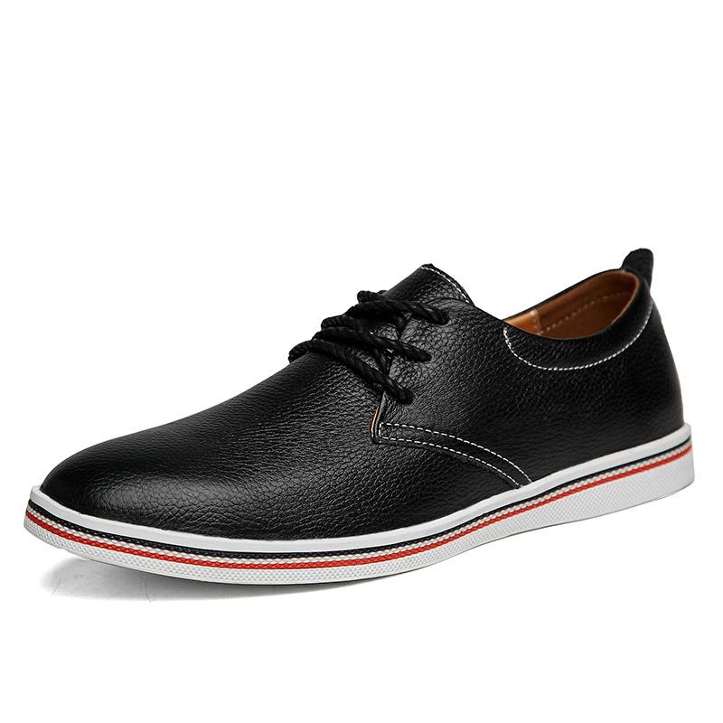 Men s Genuine Leather Casual Loafers - Versatile British Style, Handmade Cowhide Driving Sneakers, Plus Size Available 44 чёрный