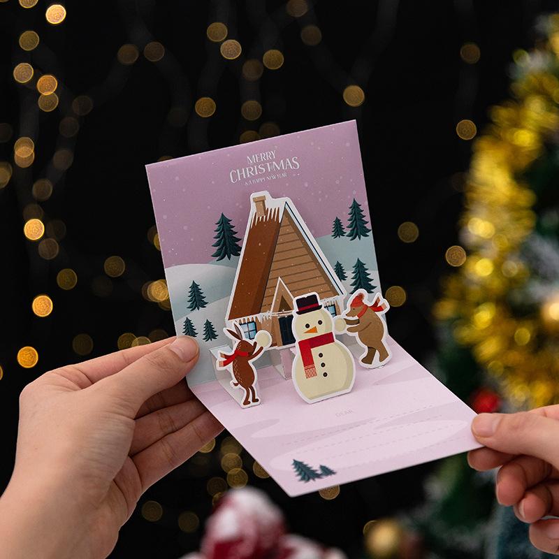 Merry Christmas Greeting Card With Envelope 3D Pop UP Santa Snowman Christmas Tree Friends Family Xmas Gifts Wishes Postcard
