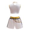 Children's Two Piece Cosplay Outfit Set Jacket and Shorts with Decorative Chains and Shoulder Armor for Performance and Role Play