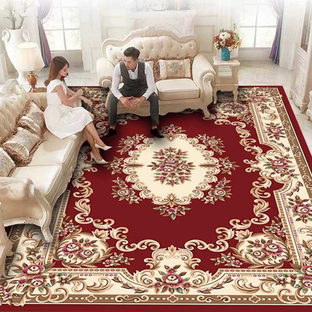 Luxusní perský červeno-modrý tištěný koberec pro dekoraci obývacího pokoje, koberec pod pohovku, měkký koberec k posteli, KUCHYŇSKÝ stůl, protiskluzová podložka na podlahu, podložka do chodby