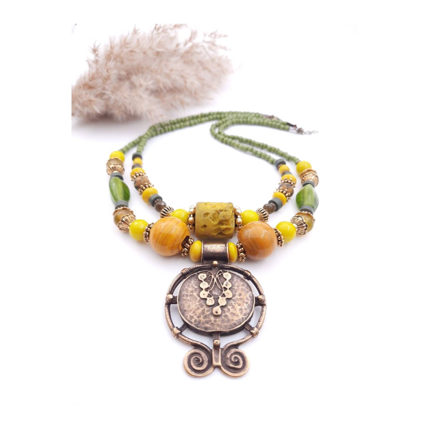 

Handmade Ethnic Authentic Glass Bead Necklace