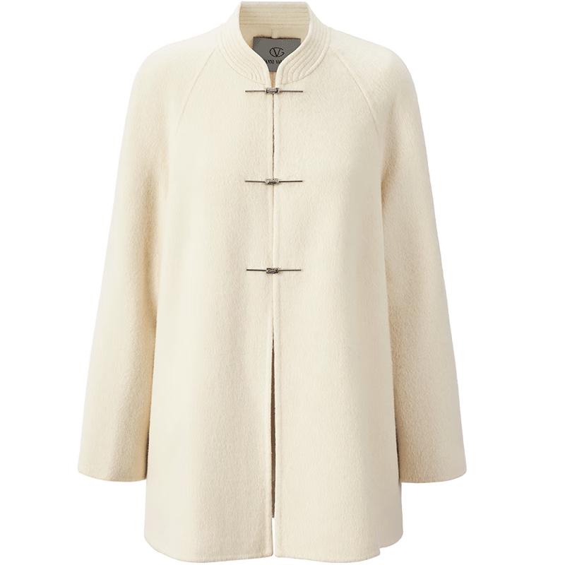 GIOVANNI VALENTINO Women's Winter Wool Blend Round Neck Coat