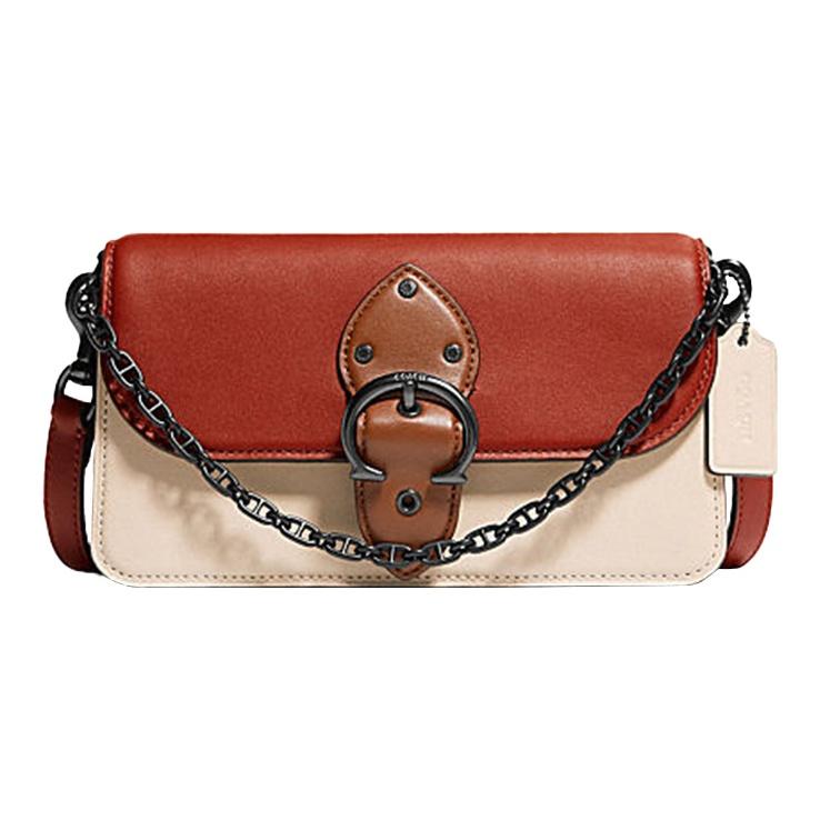 

Coach Beat 21 Vintage Color Block Leather Chain Shoulder Bag Women Shoulder Bag Red White C2617-V5SBD Basic Set (Bag+Dust Bag)