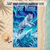 Leopard Theme Soft Beach Towel Personalized Custom Name Text Towel Portable for Beach Pool Travel