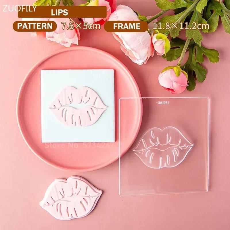 2023 Valentine's Day Heart Fondant Printing Stamp Cartoon Lips Love Letter XOXO Cookie Cutter Embosser Cake Mold DIY Baking Mold