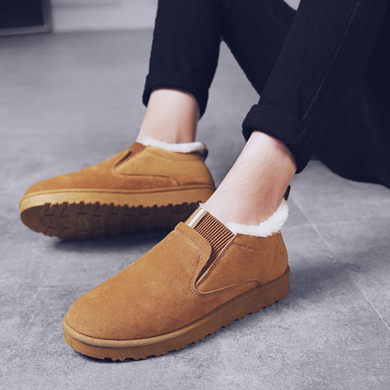 Zimowe Męskie Śniegowce Męskie Zimowe Plus Aksamit Ciepło Grube Antypoślizgowe Bawełniane Buty Okrągły Nosek Wygodne Sneakersy Casualowe Płaskie Buty