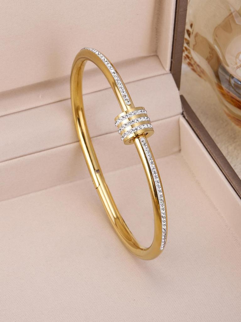 18K Gold Plated Four-Leaf Clover Stainless Steel Bracelet 3-Piece Set