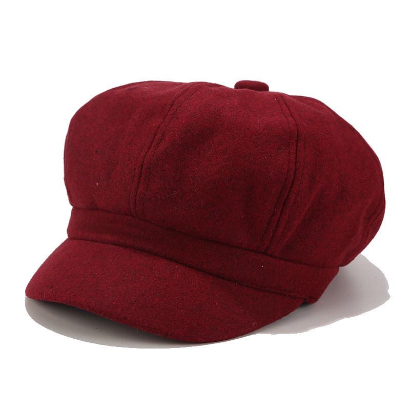 

Винтажная женская зимняя твердая шляпа Беретная кепка Корейский художник Береты газетчика RD