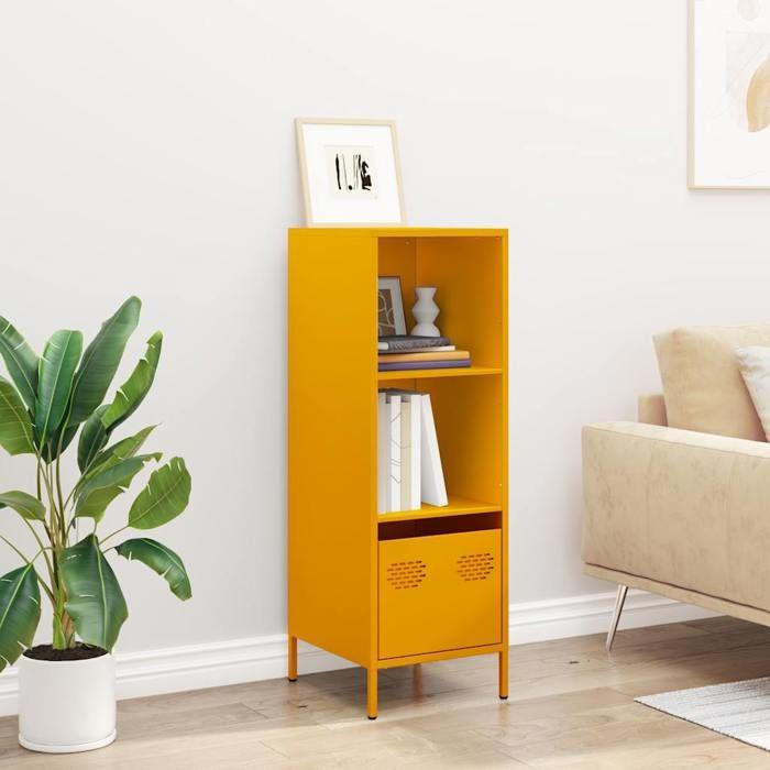 VidaXL Buffet haut jaune moutarde 35x39x103,5 cm acier, armoire à livres, armoire à livres moderne, étagère à livres, 851379