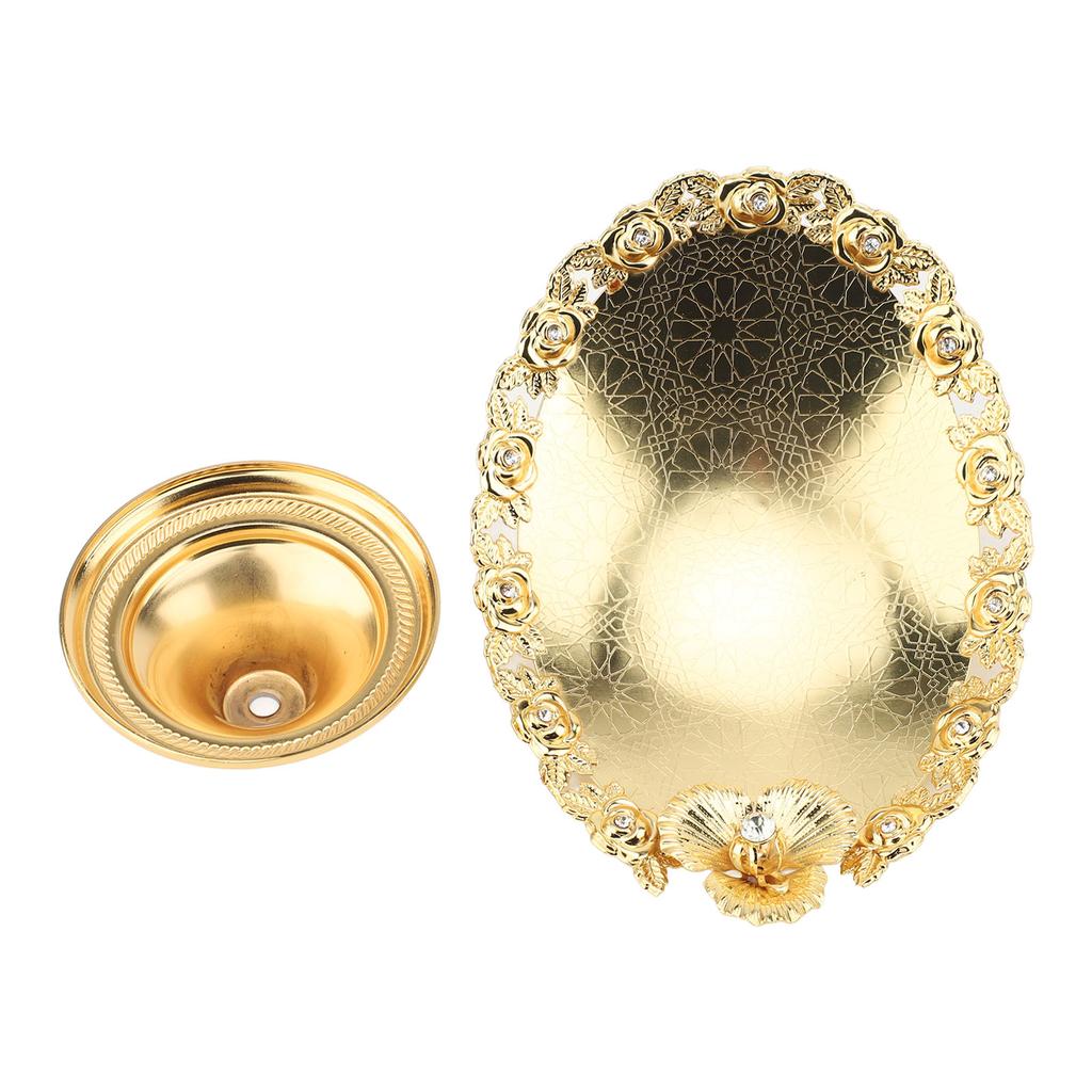 European Cake Stand Golden Fruit Tray Candy Serving Plate Oval Snack Dessert Storage Plate for Home