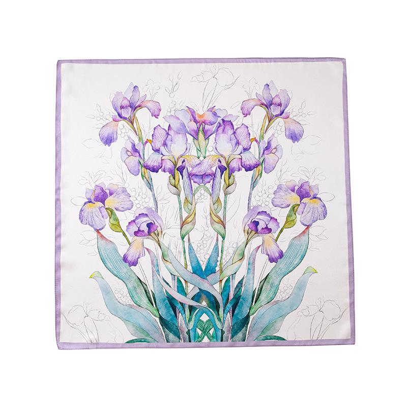 53Cm spring and summer new temperament women's 100% mulberry silk printed silk scarf fashion versatile high-end scarf shawl