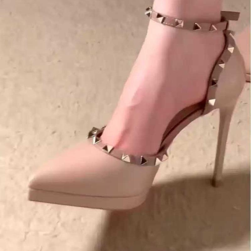 

Модная женская обувь 2025 Модные туфли-лодочки на высоком каблуке с ремешком и пряжкой Новые туфли для вечеринок с заклепками Сексуальные туфли-лодочки с острым носком Бестселлер Туфли на высоком каблукеzapatos 40