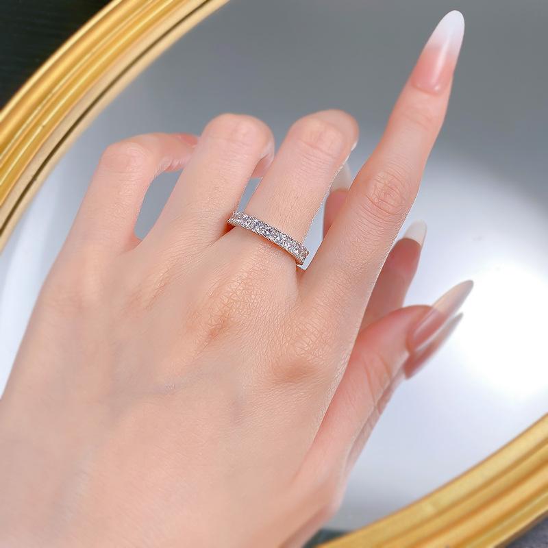 OEVAS 100% 925 Silver Full Square High Carbon Diamond Rings For Women Sparkling Wedding Party Fine Jewelry
