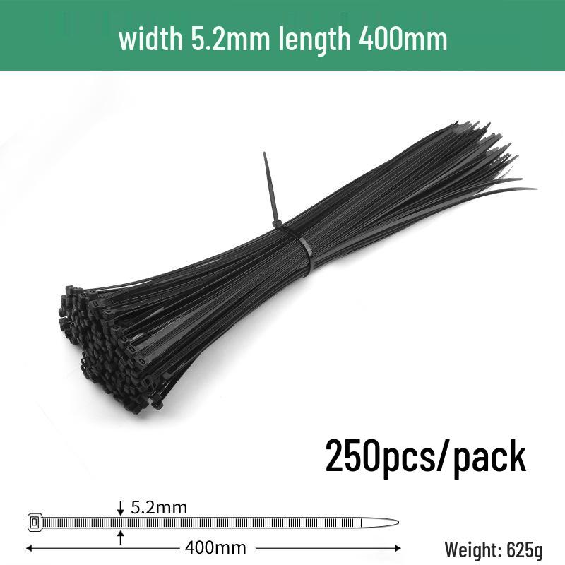 Black Self-Locking Nylon Cable Tie with Strong Anti-Theft Buckle