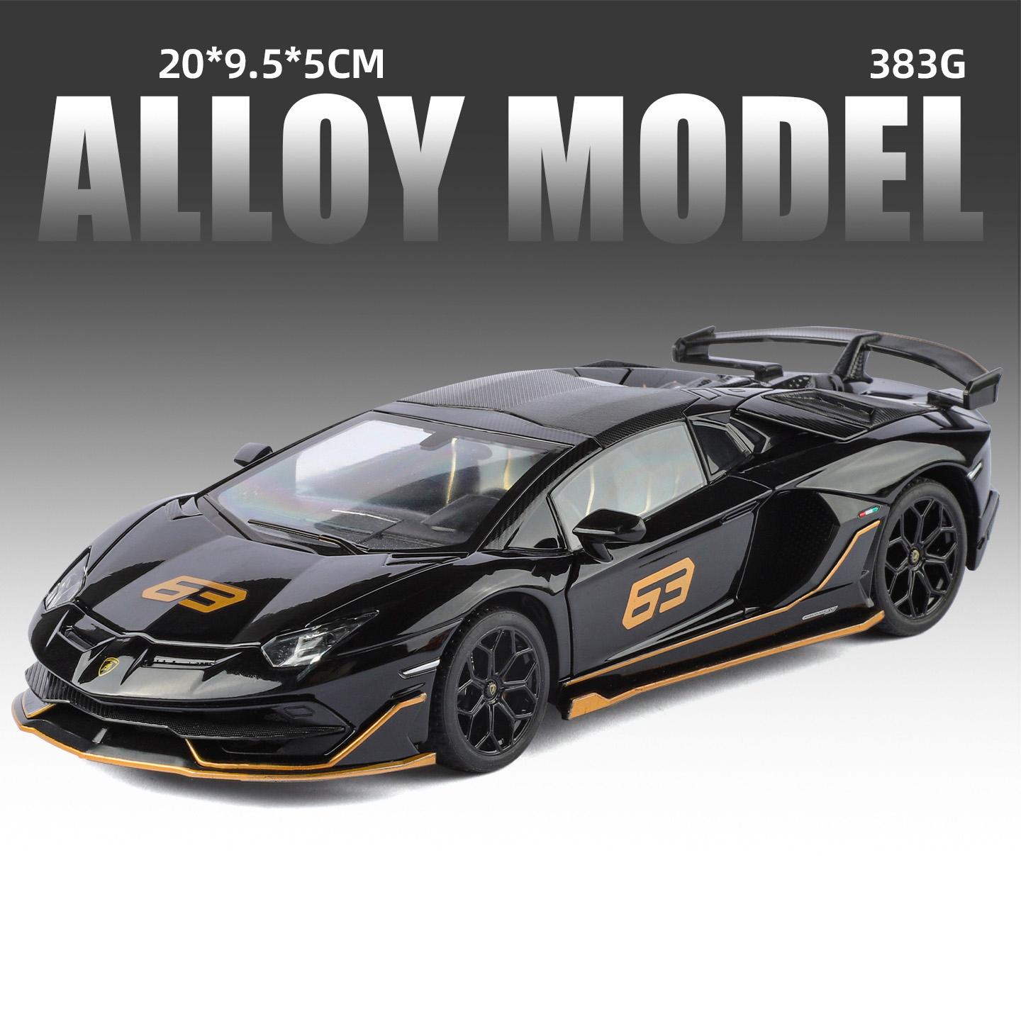 1:24 Lamborghini Aventador SVJ63 Supercar Alloy Metal Diecast Model Car Boy’s High Simulation Miniatures Holiday Present Child чёрный