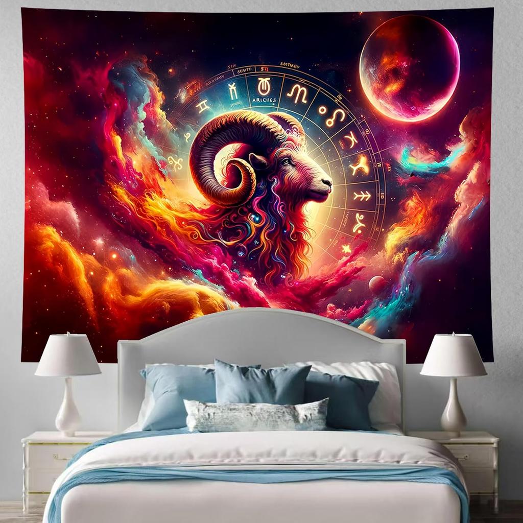 Leo Tapestry Wall Hanging Zodiac Sign Decoration Aesthetic for Bedroom Living Room Dormitory Suitable for Teen Boy and Girl Who