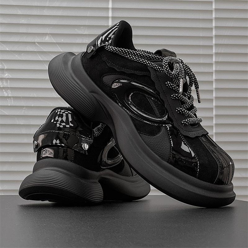 

Туфли Sugar Cube Square Head, мужские, уродливые, симпатичные, высокие, для пары, весна-лето, новые, маленькие белые туфли, универсальные, на платформе, папины туфли Female size 35 чёрный