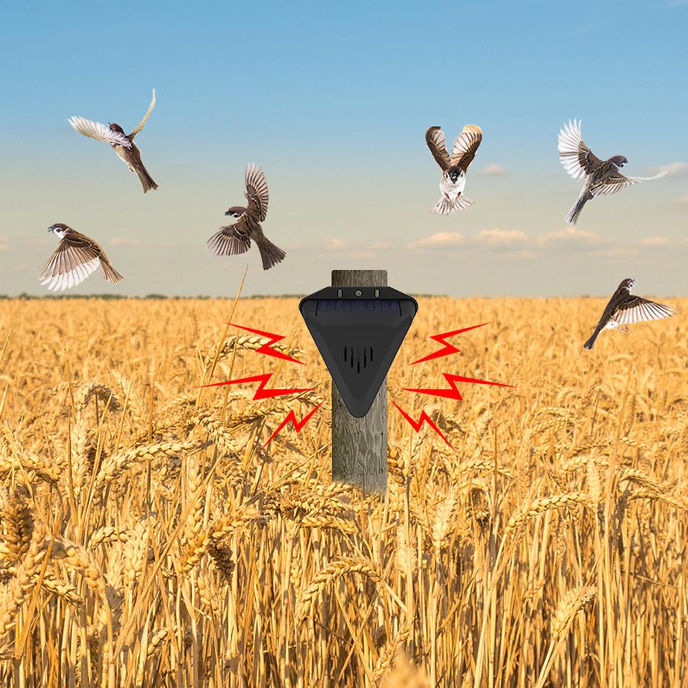 Solar Bird Repeller Alarm with 13 Built-in Sounds & 129db Speaker Solar Animal Repellents for Farm Ranch Orchard Protect Fruits