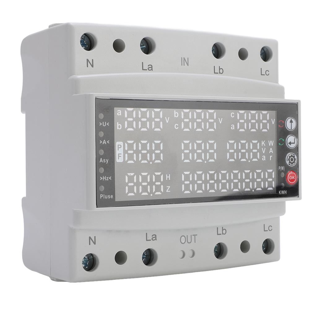 Voltage Protector, 100A 3 Phase Voltage Protective Device Multifunctional Current Protector Real Time Display High Measurement Accuracy Ove