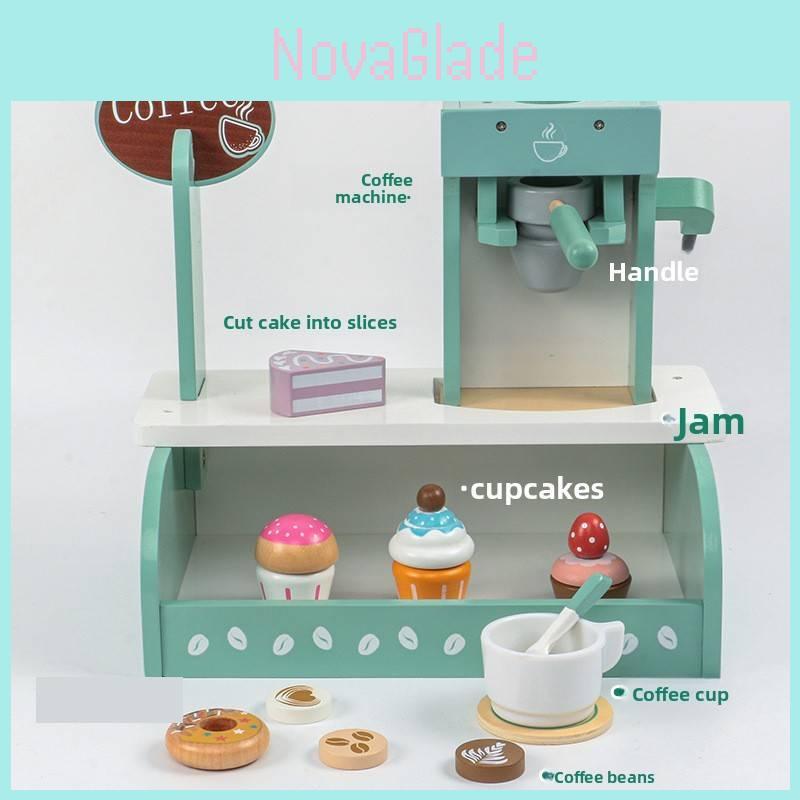 Wooden Pretend Coffee Maker Toy For Kids Play Kitchen Role Play