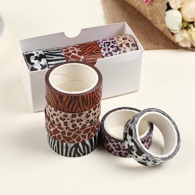 6 Rolls Tape and Paper Tape Leopard Tiger Milk Cow Print Hand Account Tape DIY Decorative Stickers  School Supplies