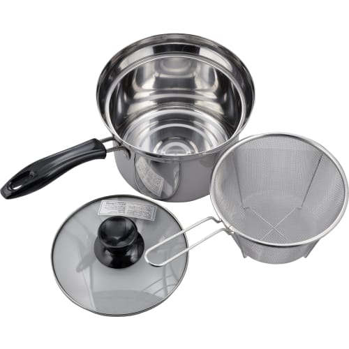 Wahei Freiz One Handed Pot 18cm with Colander IH Compatible Stainless Steel Nabeya Daisaku NR-7731