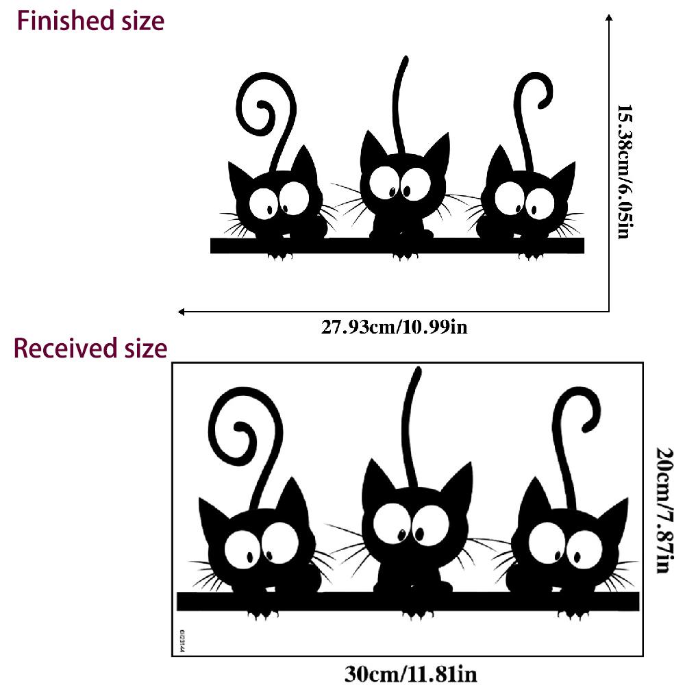 Autocolante de Perete Drăguțe cu 3 Pisici Negre Autocolante Amuzante cu Pisici pentru Living Dormitor Cameră Copii Frigider Chiuvetă Valiză Decor Acasă