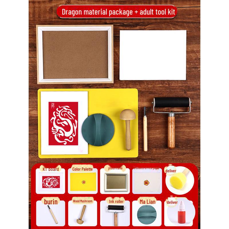 New Year Picture DIY Woodblock Printing Set: Non-Legacy Handmade Template Kit for New Year's Day Activities.