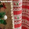 1PC NAPEARL Christmas Style Cotton Linen Green Red 40% Semi Blackout Window Drapes With Tassels For Small Window Living Room Festival Decor