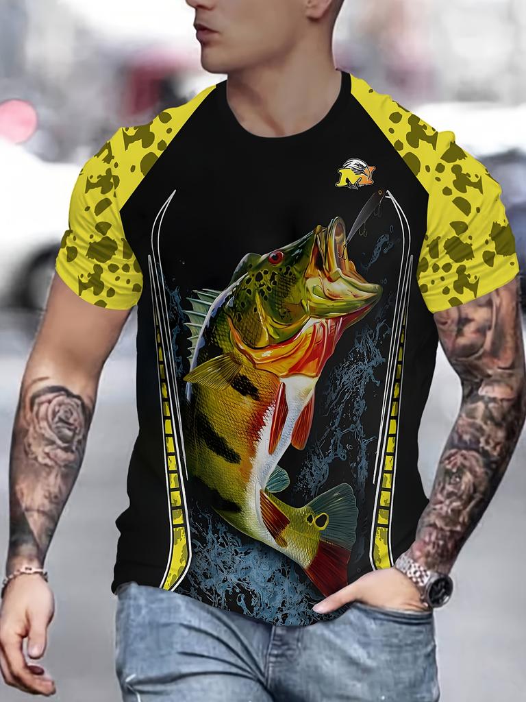 Men's Fishing Shirt Summer T Shirt Short Sleeve Tee Top Men T-Shirt Harajuku Casual T Shirt Men Round Neck Tops Fishing T-Shirts