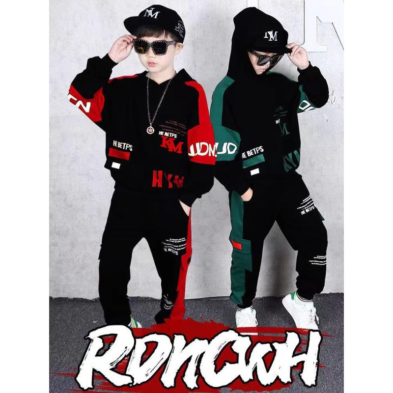 Spring Autumn Children Hooded Sweatshirt + Sweatpants Set Boy Letter Print Casual Sports 2-piece Suit Kids Hoodie Sportswear