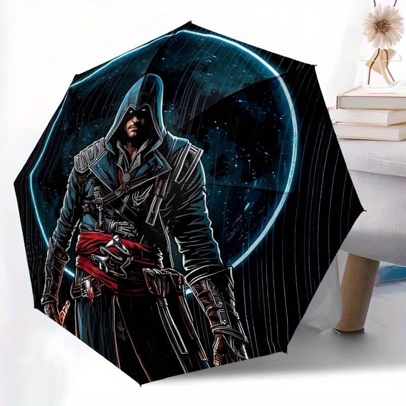 1pc Assassin's Creed Self-Folding Umbrella, 8-Bone Compact Travel Umbrella, Durable Plastic And Iron Frame090