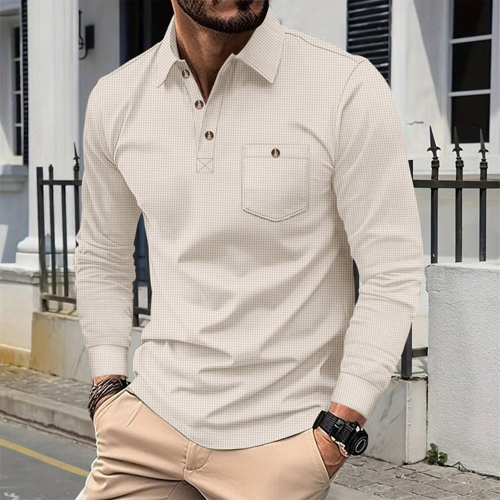 Men's Long Sleeve Shirts 2025 Fashion Casual T Shirt Slim Fit Shirt Collared  Work Golf Shirt