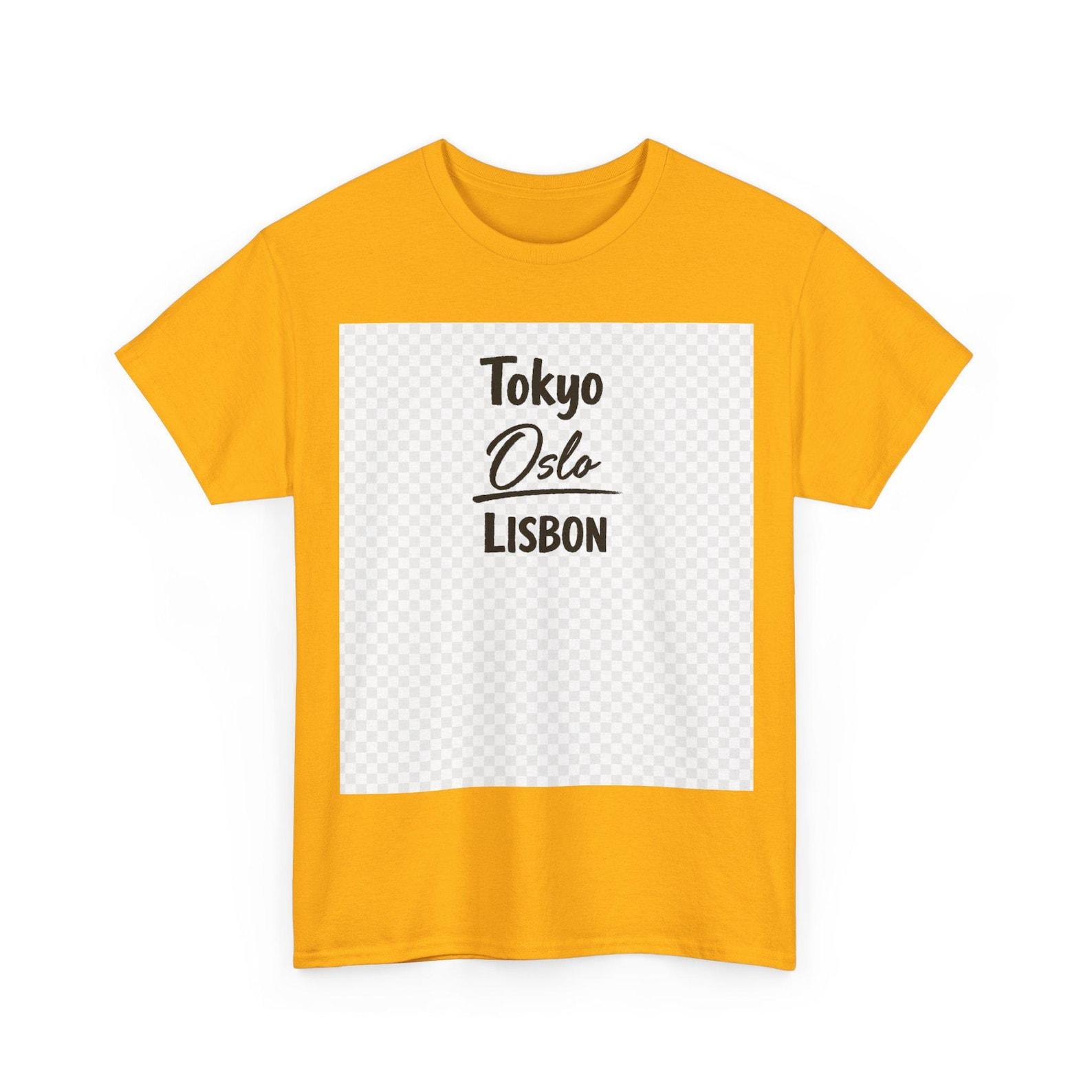 Tokyo Oslo Lisbon Tee | Minimal City Script Travel Shirt 4XL