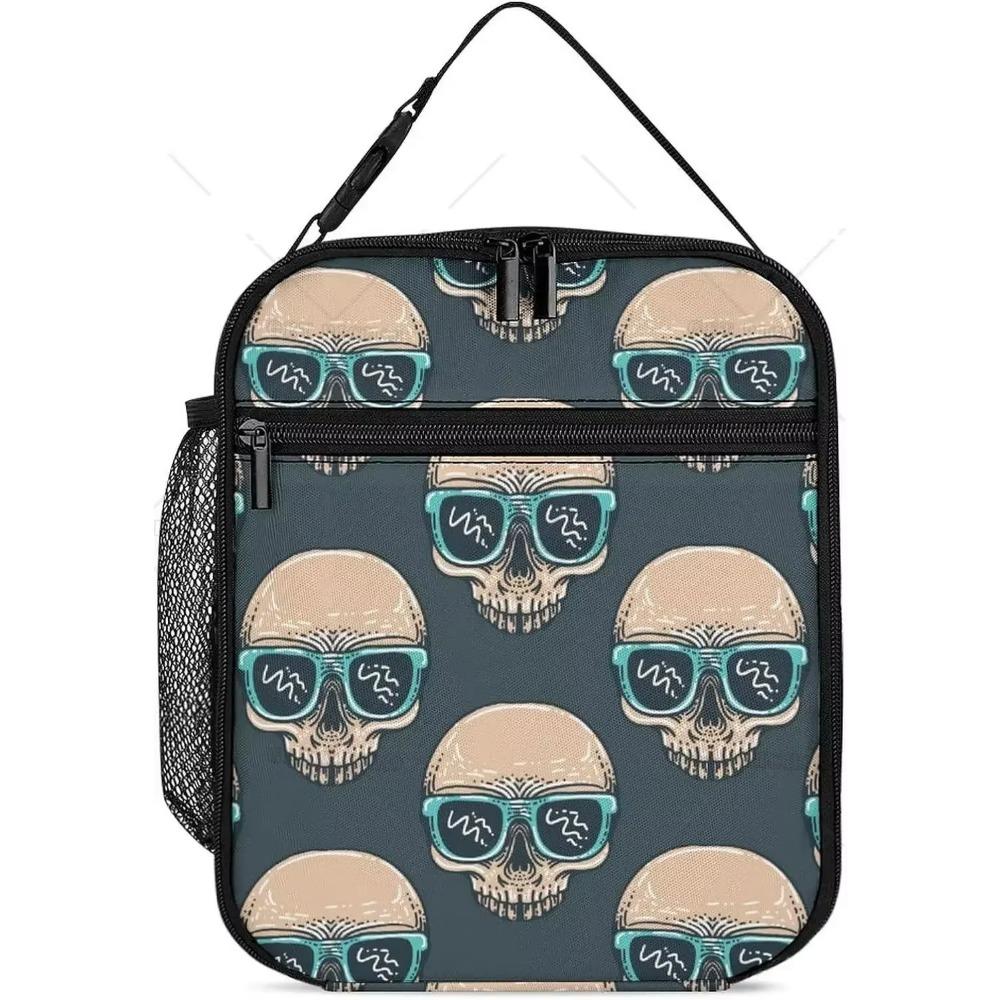 Gothic Skull Insulated Lunch Bag for Women Men Portable Cute Lunch Box for Work High Quality and Large Quantity Tote Bag