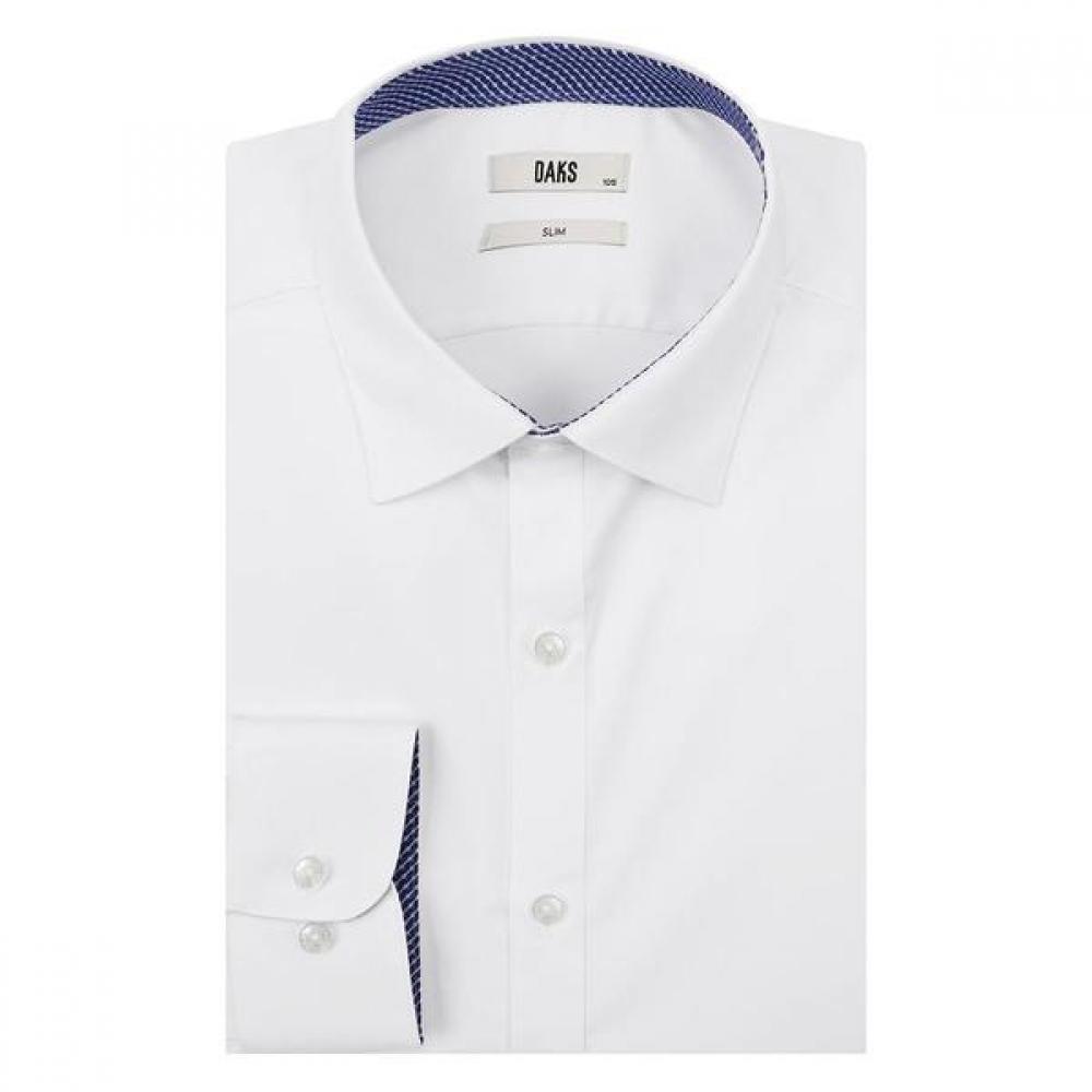 Daks Mens Stretch Solid Slim Fit Long Sleeve Shirt Dma3shdl302a1