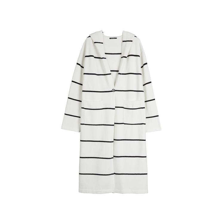 ELLE Striped Hooded Long Sleeve Sweater Women sweater EM49543