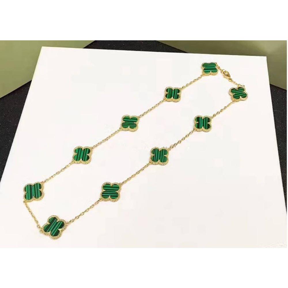 

Ожерелье «Десять цветов» Женское Агат Перламутр Четырехлистный клевер Модное Универсальное Цепочка на ключицу Подарок для подруг 925 sterling silver зелёный