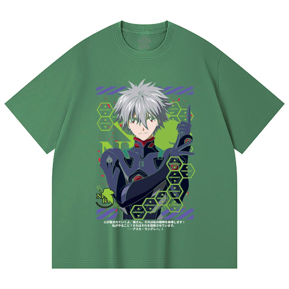 230 Gsm 100% Cotton Evangelion V5 Kagoru Print Unisex Heavy Cotton T Shirt