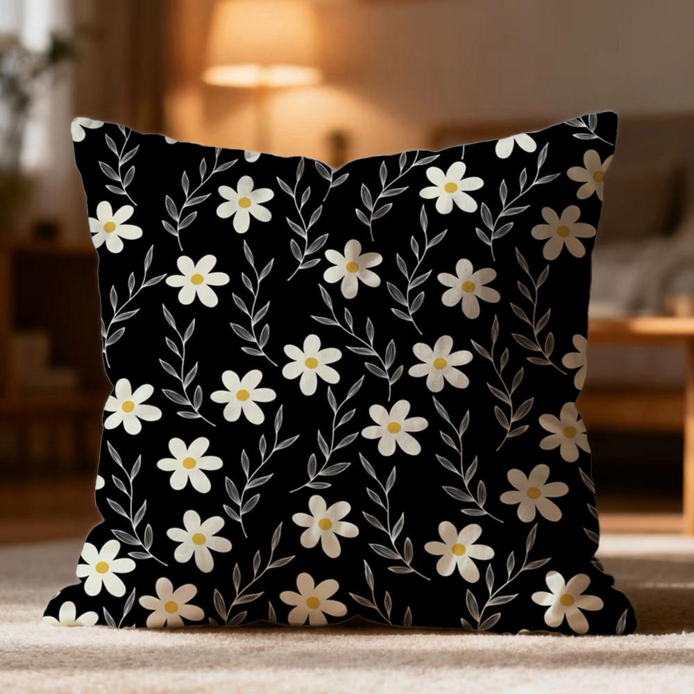 Popular Daisy Flowers Cushion Cover Soft Washable Pillow Case Multi-Scene for Couch Bed Travel Office Use