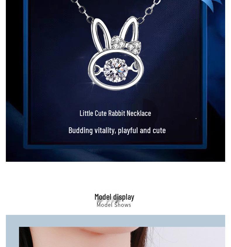925 Sterling Silver Beating Heart Rabbit Necklace for Women - Zodiac Theme, Cool New Year Style, Cute Lively Clavicle Chain